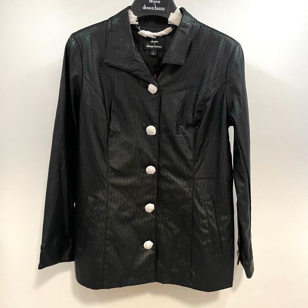 Dennis By Dennis Basso‎ Brand New Faux Leather Mid Length Coat, Ladies Small